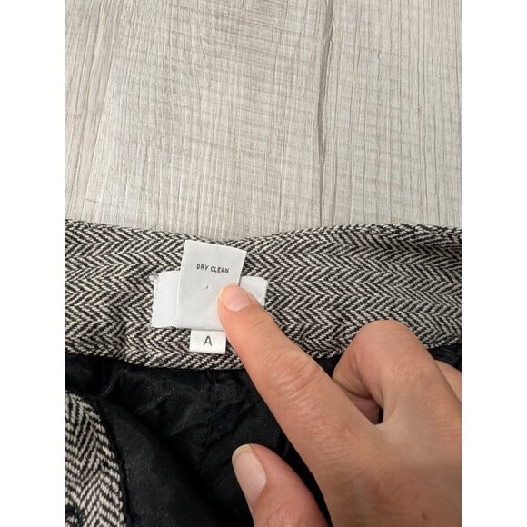 Ann Taylor Loft Women Wool Wide Leg Cuffed Pants Herringbone 27x27 True sz 6 - Picture 6 of 9